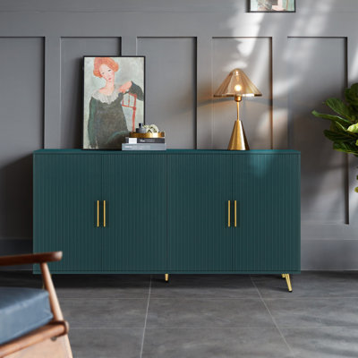 Meuble télé avec armoire de rangement sécurisée et finition élégante bleu marine