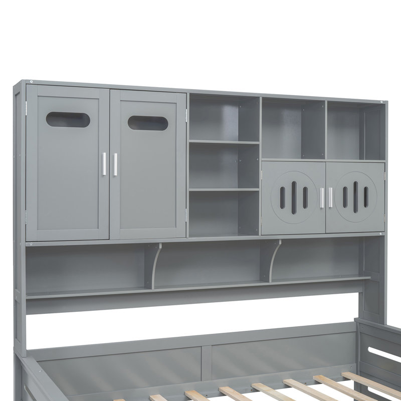 Wooden Daybed With 2 Drawers, Gray, Full
