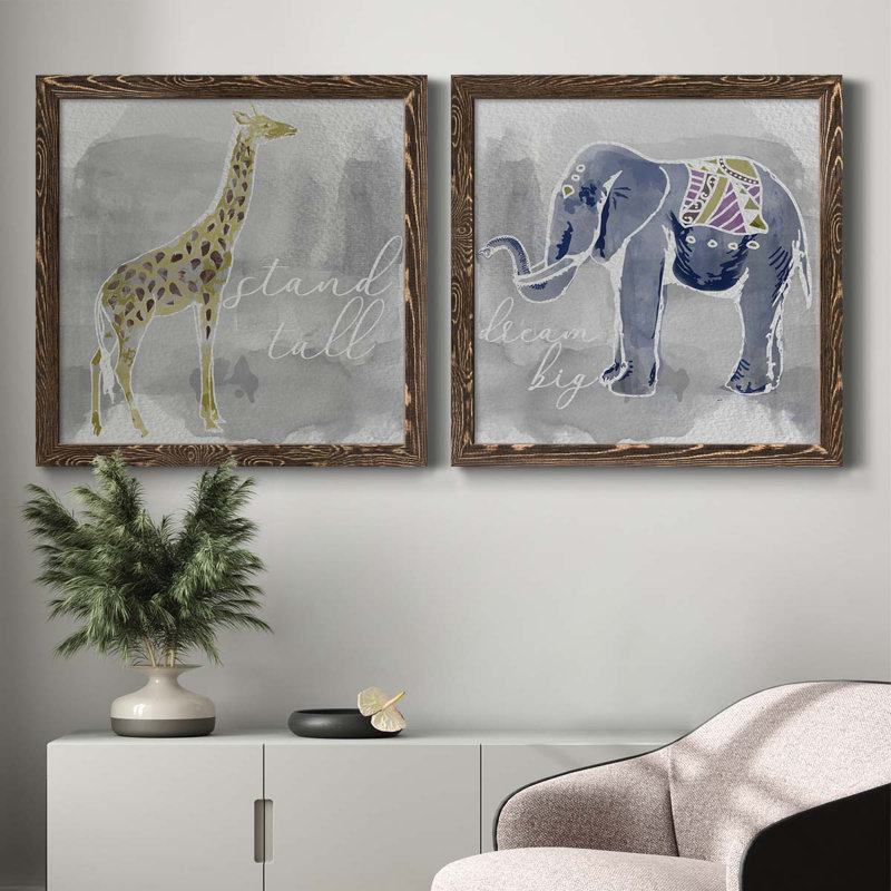 «Stand Tall», ensemble de 2 peintures sur toile encadrées, H 31,5 po x l 63 po x P 1,5 po, Encadré de bois de noyer