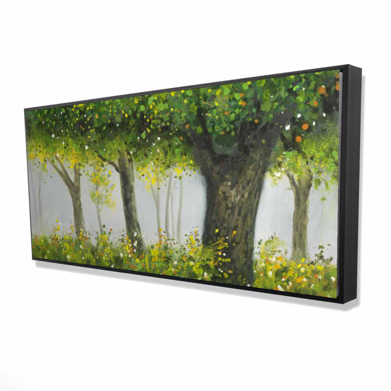 Forêt par été - Arbres décoratifs sur toile encadrés bruns