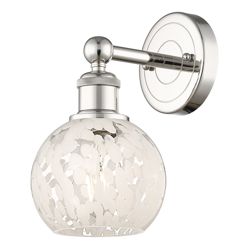 Berdena Steel Armed Sconce, Polished Nickel, 10.25" H x 6" W x 7.5" D