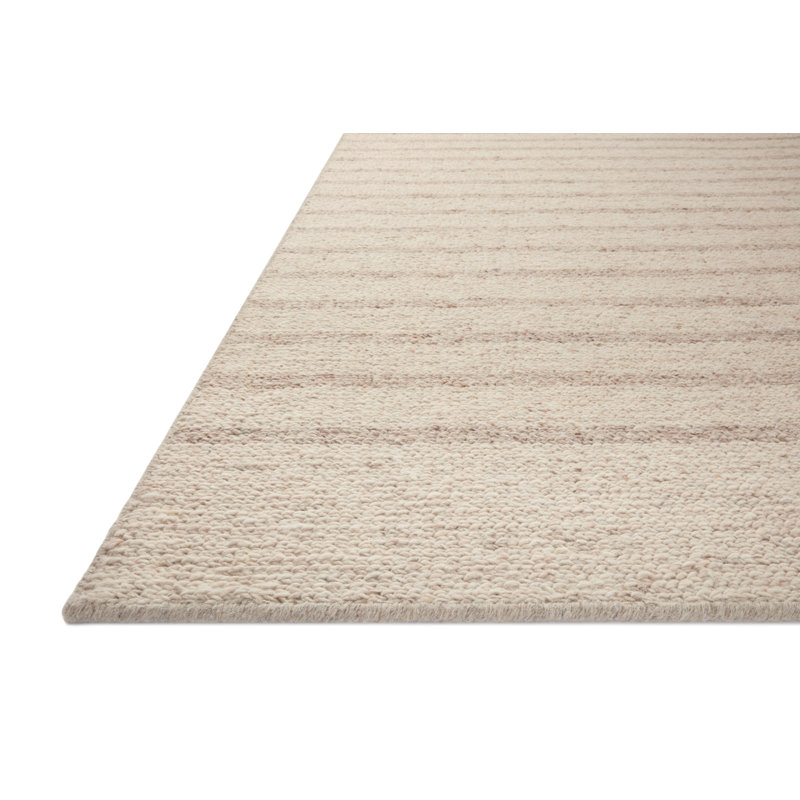 Hand-Tufted Beige Wool Rectangular Accent Rug
