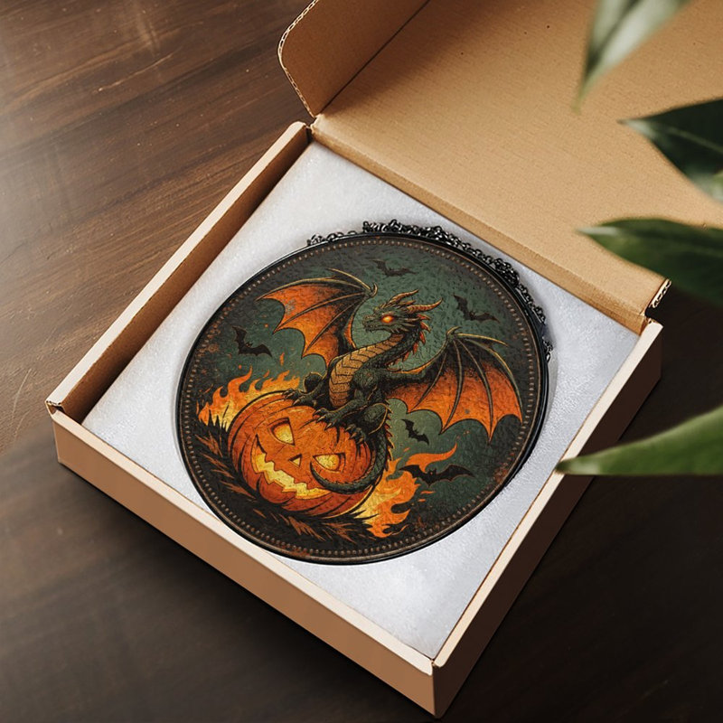 Panneau de verre Dragon Dragon, 9,8 x 9,8 po (25 x 25 cm)