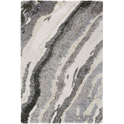 Tapis gris / noir / blanc touffeté à la main Cruciano