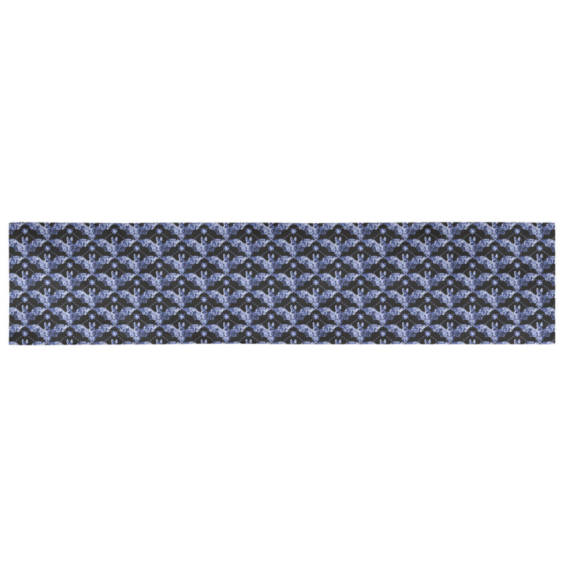 Chemin de table géométrique avicia, 72 po x 16 po, Bleu, Sergé de coton