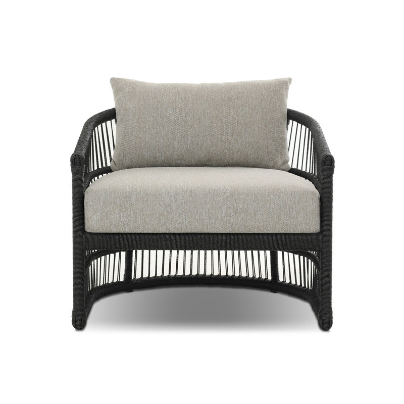 Chaise de patio avec coussins Saya, Coussin de brouillard Concha / structure noire