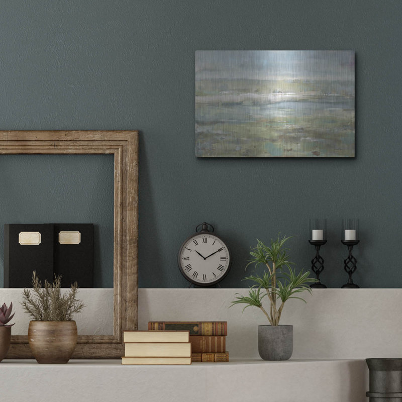 Winston Porter «Gray Blue Field» par Danhui Nai, art mural en métal, H 12 po x l 12 po