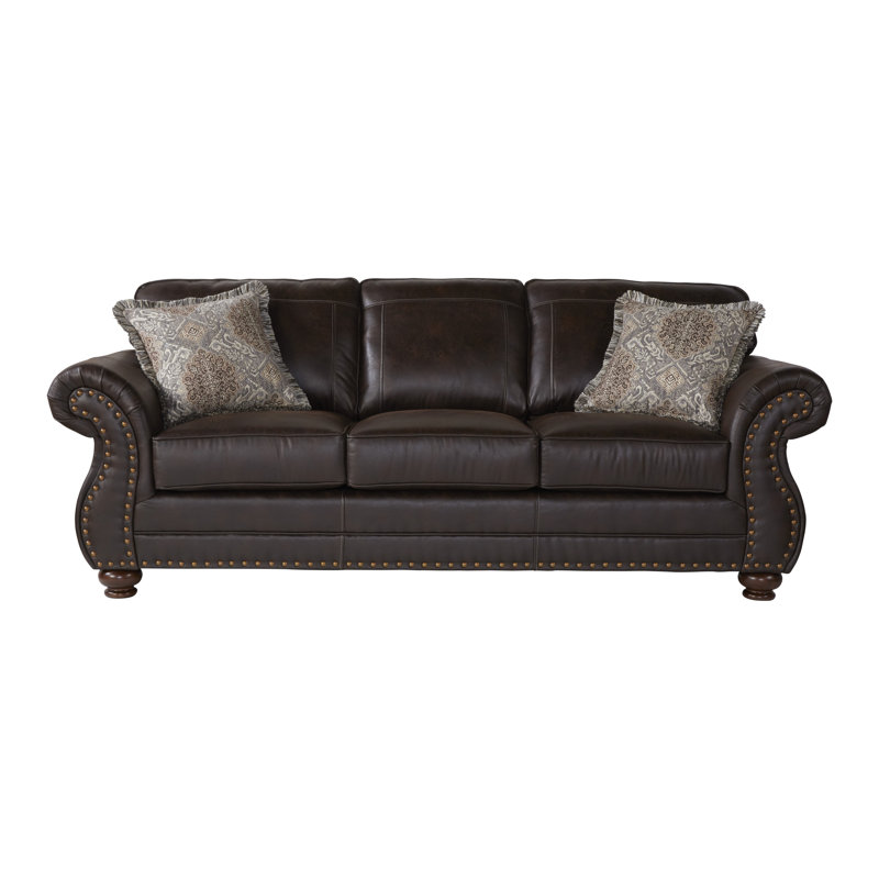 Macalla 91'' Faux Leather Sofa, Ridgeline Brownie/Vail Mountain