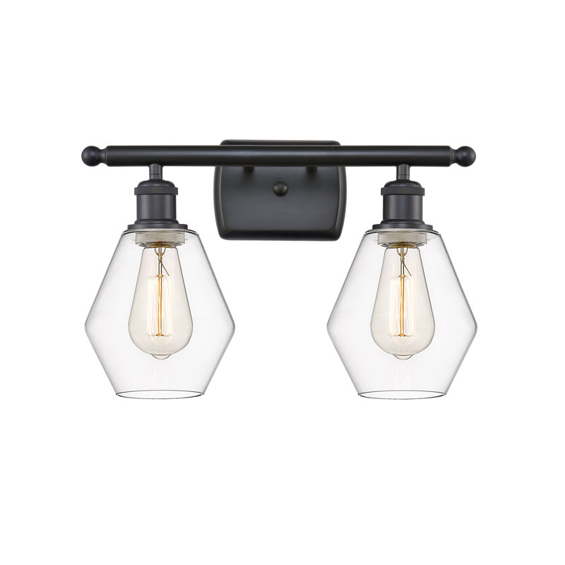 2 - Light Dimmable Vanity Light, Clear, Matte Black