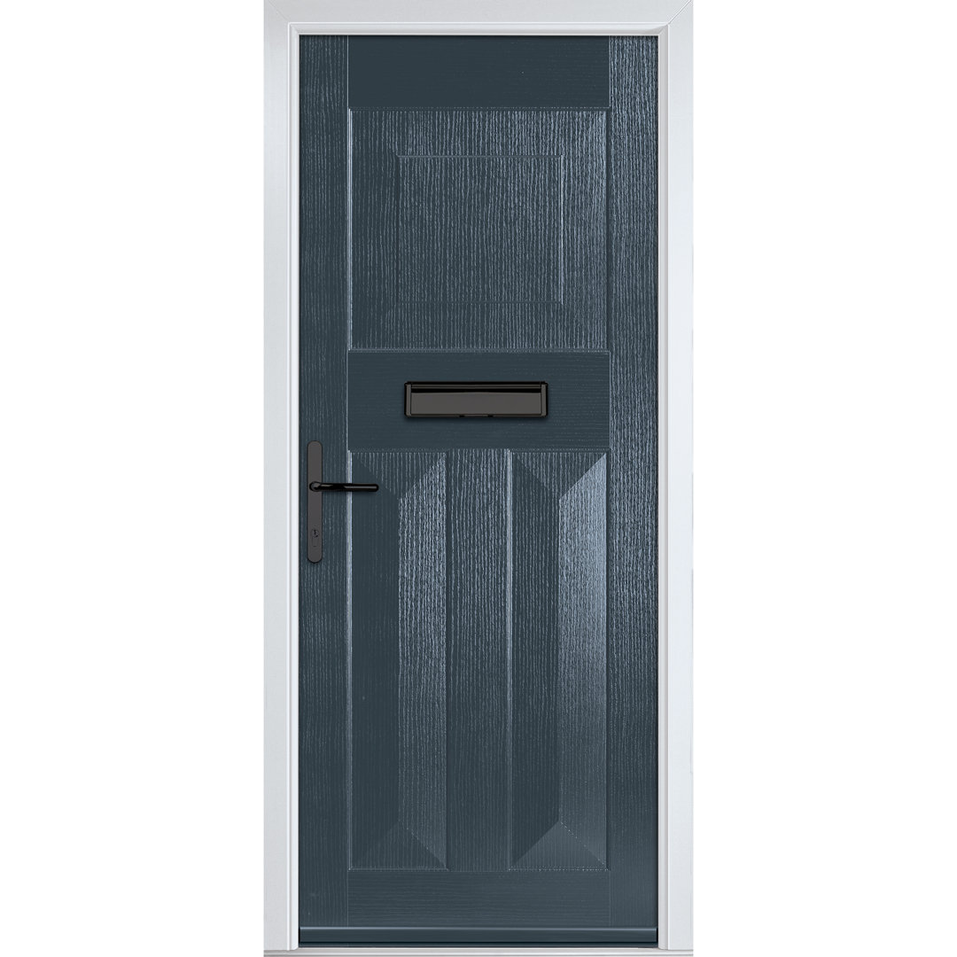 Crystal GRP Front door Eaton Solid Green 890mm x 2090mm Open in Left hand None Glass