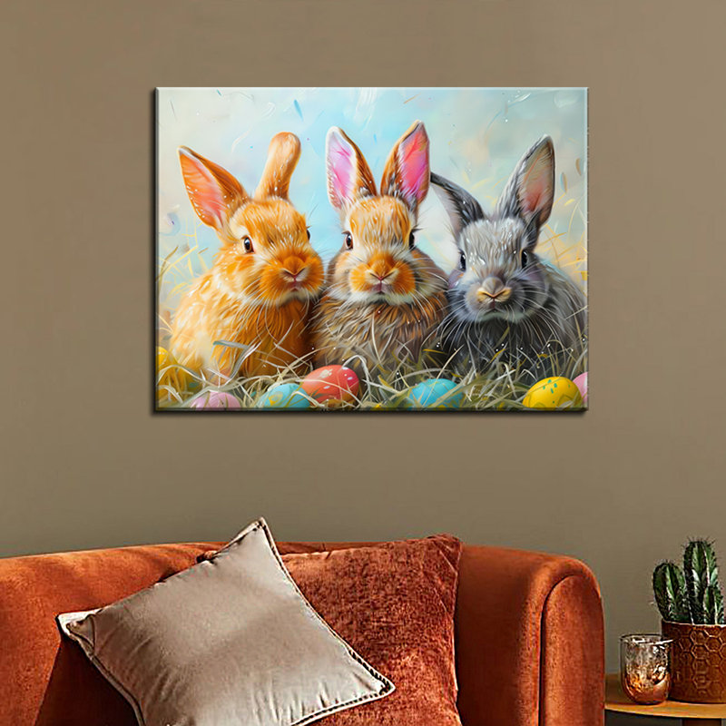 Lapin sur toile, H 24 po x l 32 po