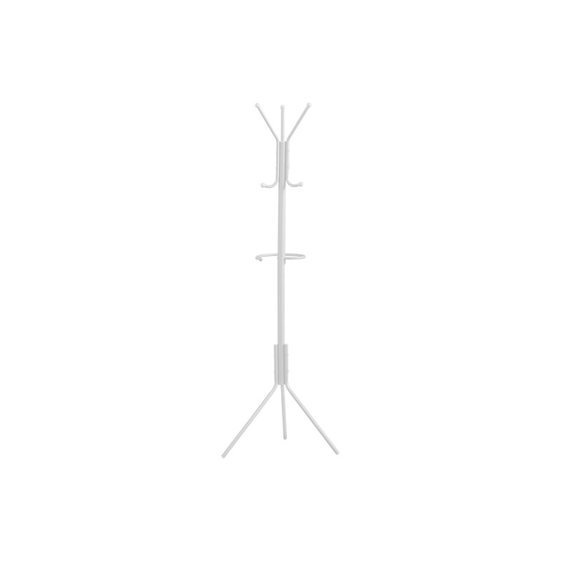 Portemanteau, portemanteau, autoportant, barre suspendue, 6 crochets, vestibule, h 68 po, chambre à coucher, métal blanc, contemporain, moderne