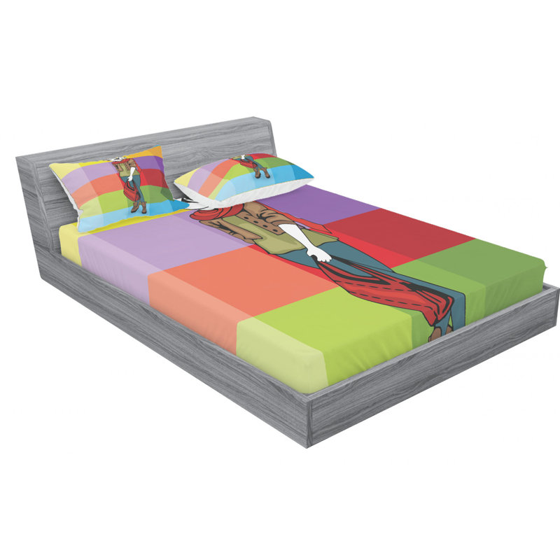 Microfiber Geometric Sheet Set, Queen Sheet Set with Fitted Sheet