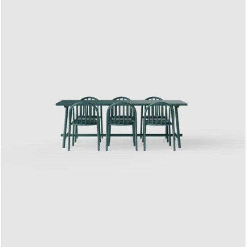 Fred 7 Piece Dining Set, 29.9" H x 86.6" W x 39.4" D, Green, Dark Sage