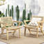 Fauteuils club brun (lot de 2) avec structure en bois - Usage extérieur - Dossier de 2 pouces