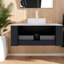 Élégant meuble-lavabo flottant avec lavabo avec rangement, lavabo en céramique blanche, pierre frittée durable