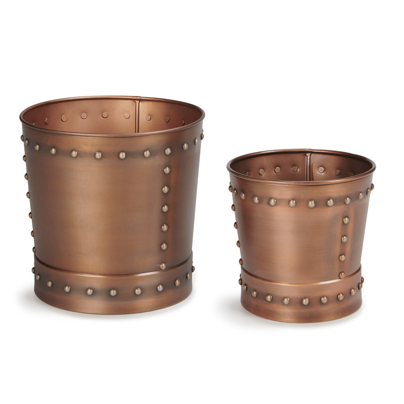 Maytown Handmade Metal Pot Planter, Copper, 9" H x 9" W x 9" D