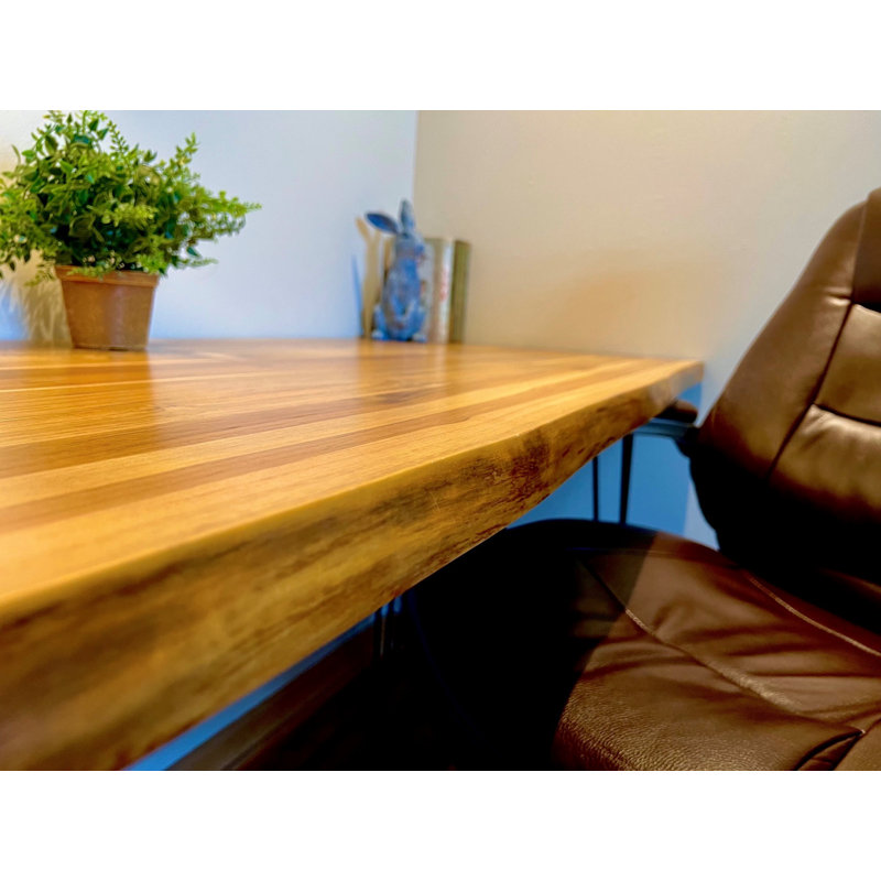 Solid Wood Teak with UV Finish and Live Edge, 60"x30"x1.5" Bracket/Corbel