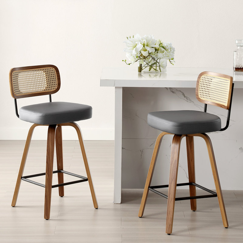 Tabouret de bar et de comptoir Julieza, Brun, Gris, Tabouret de comptoir (siège d'une hauteur de 26 p
