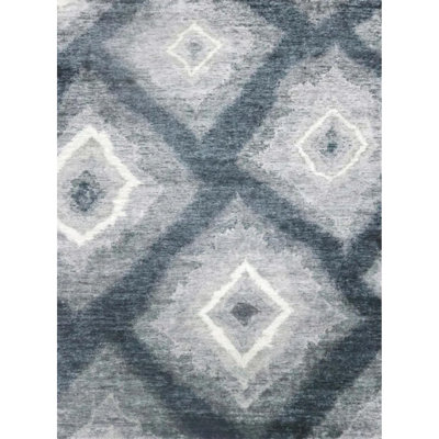Tapis noir en laine / soie noué à la main 9 pi x 12 pi