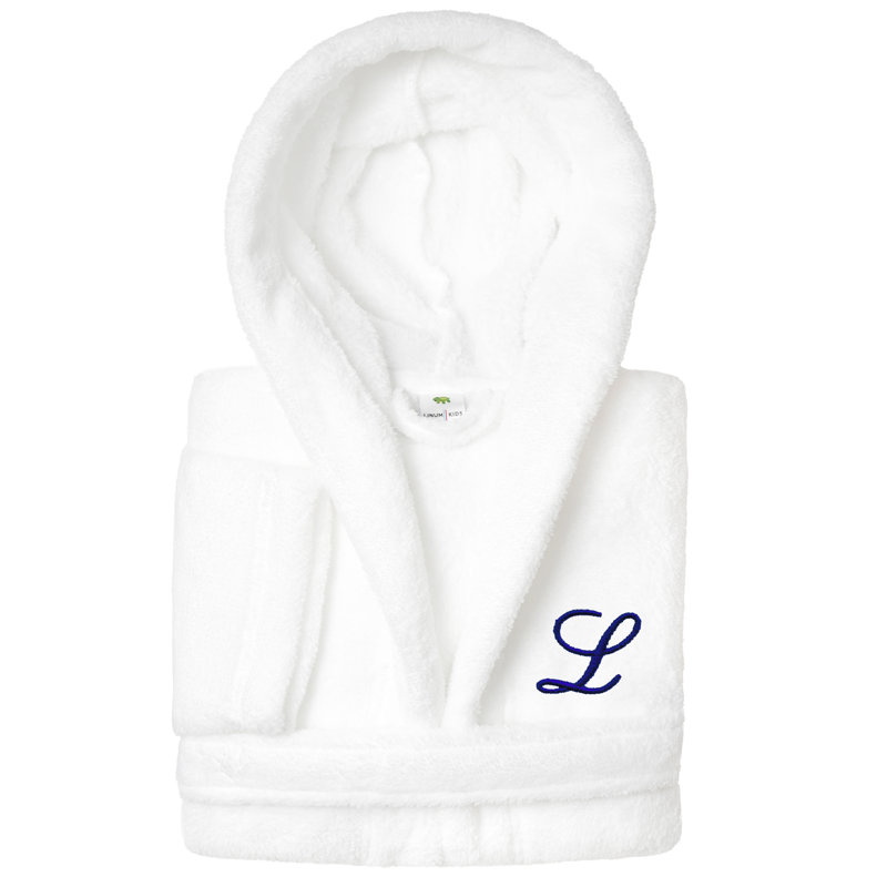 Peignoir en molleton mi-mollet personnalisé pour enfants avec poches et capuche, S, L