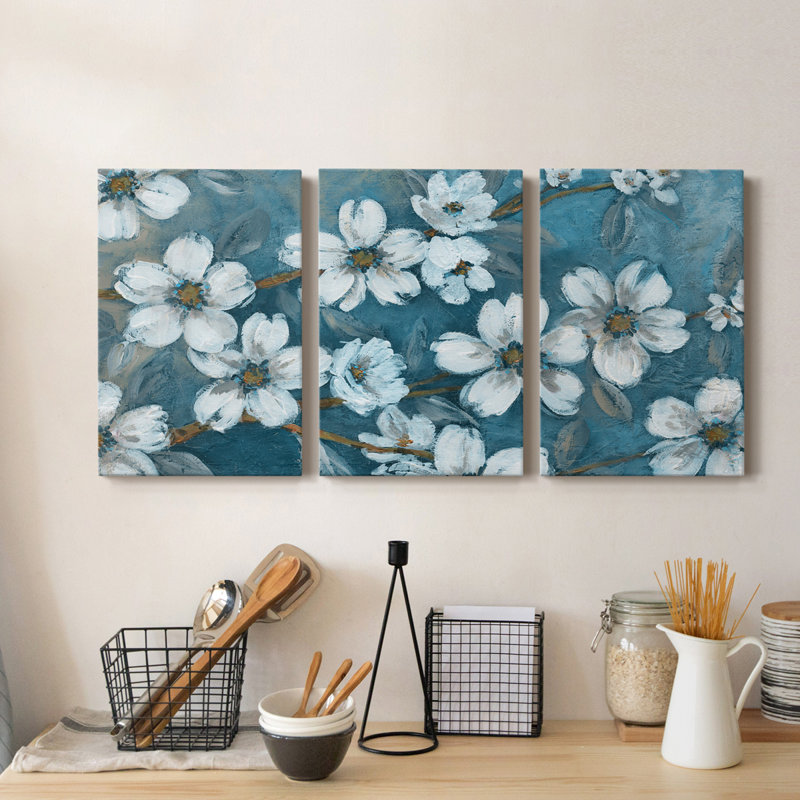 «Blossoms Of Evening» - Toile tendue avec châssis de qualité supérieure - Prêt à être accroché, H 12 po x l 24 po x P 1 po