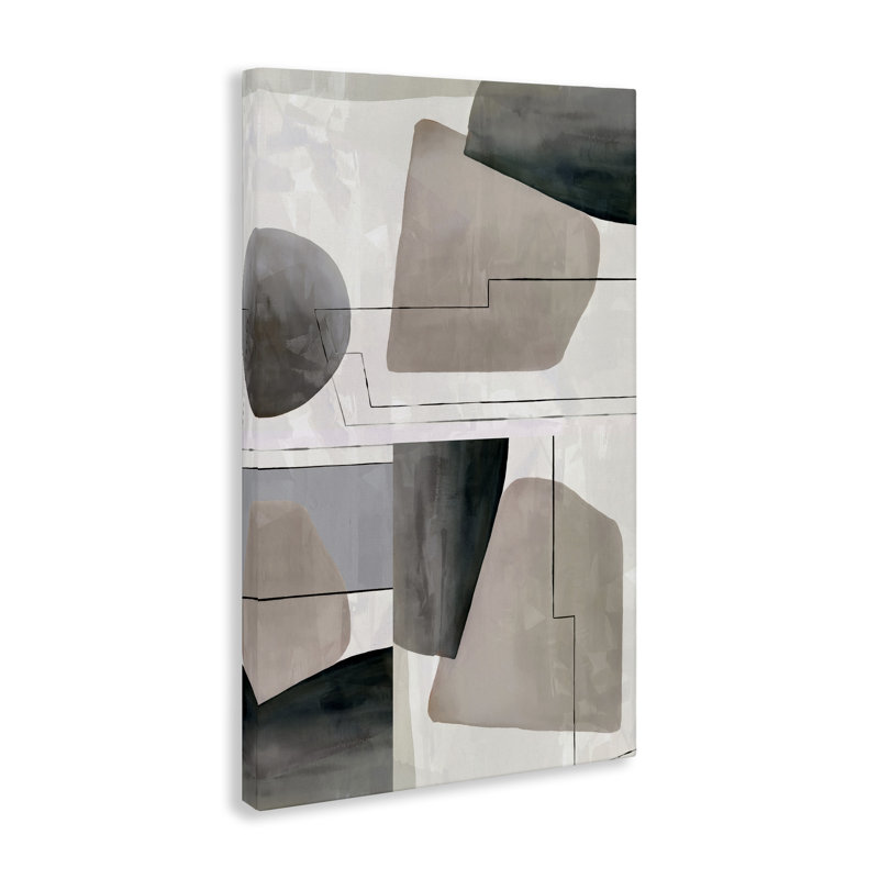 Art mural moderne à motif géométrique neutre, design par cartissi, H 45 po x l 30 po