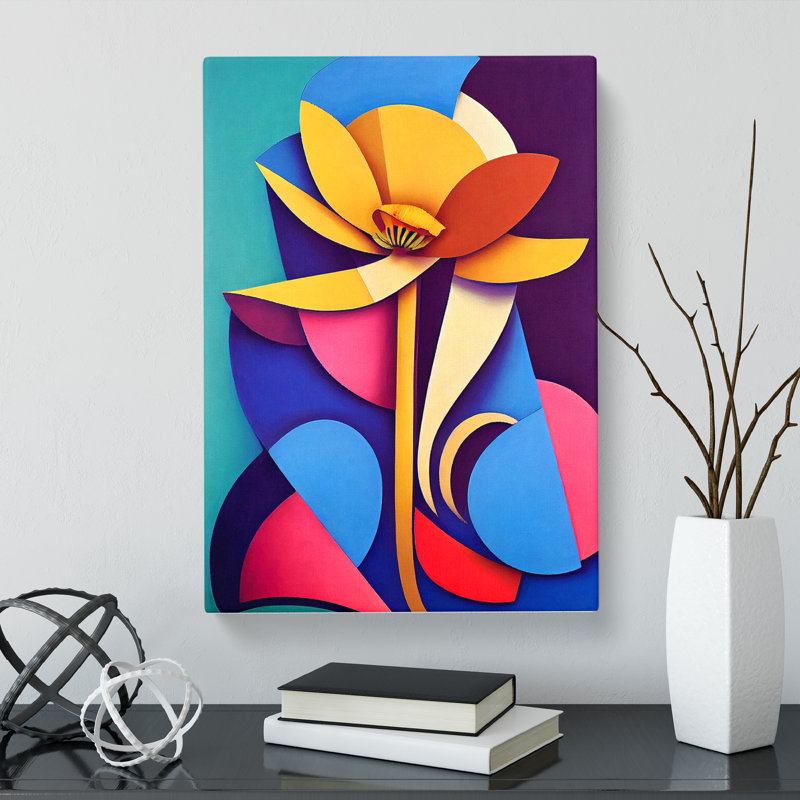 Signild Flower Cubism - Wrapped Canvas Print, 50cm H x 35cm W x 3cm D