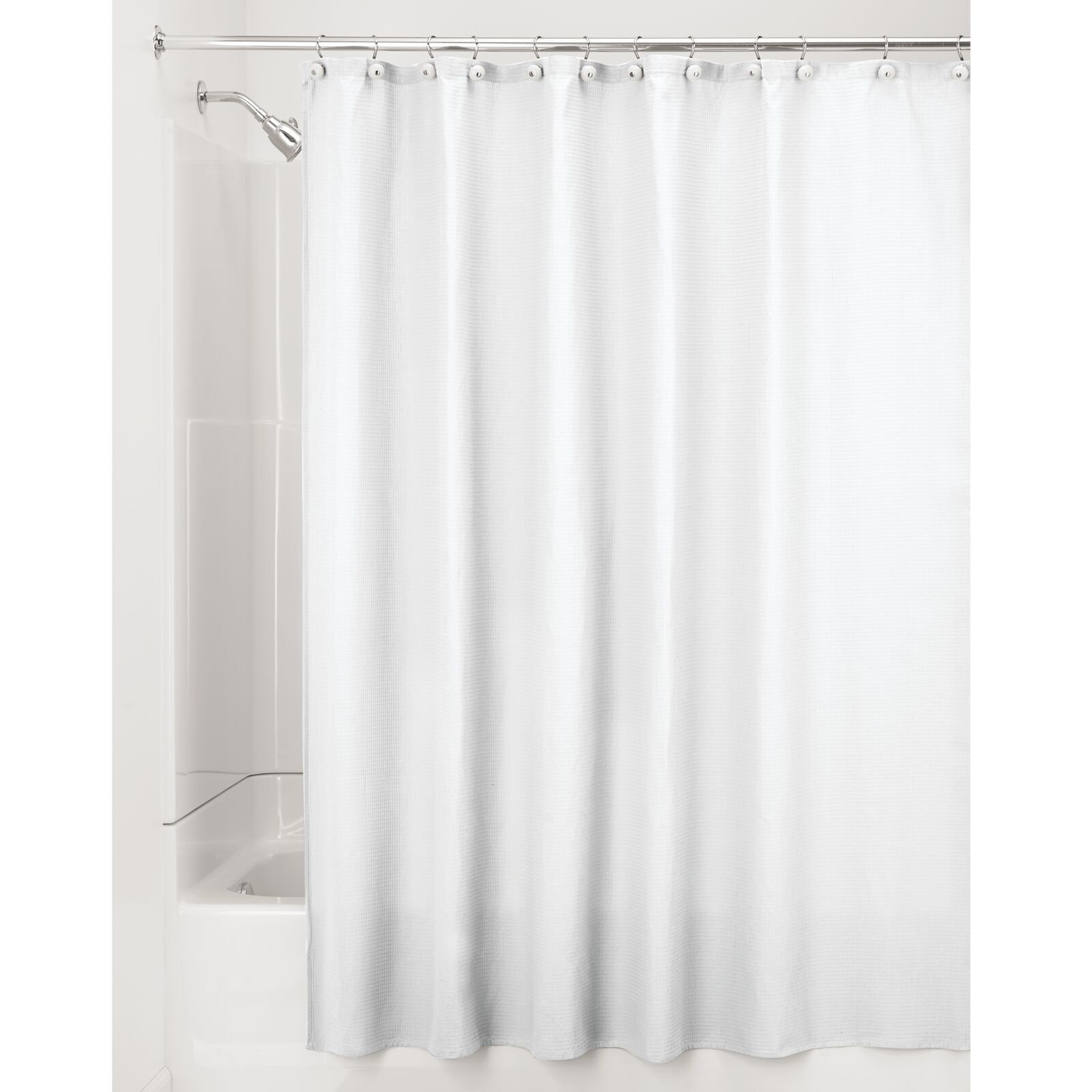 Waffle Weave Shower Curtain with Snap-In Liner, 12 Hooks Included Latitude Run Color: White, Size: 72 H x 60W