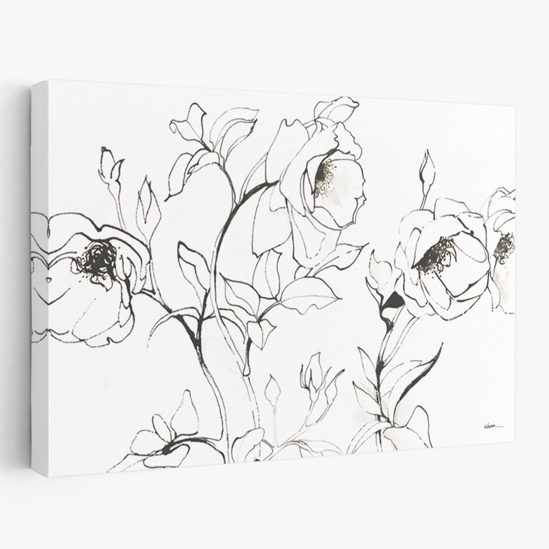 Floral - croquis de roses, H 16 po x l 24 po