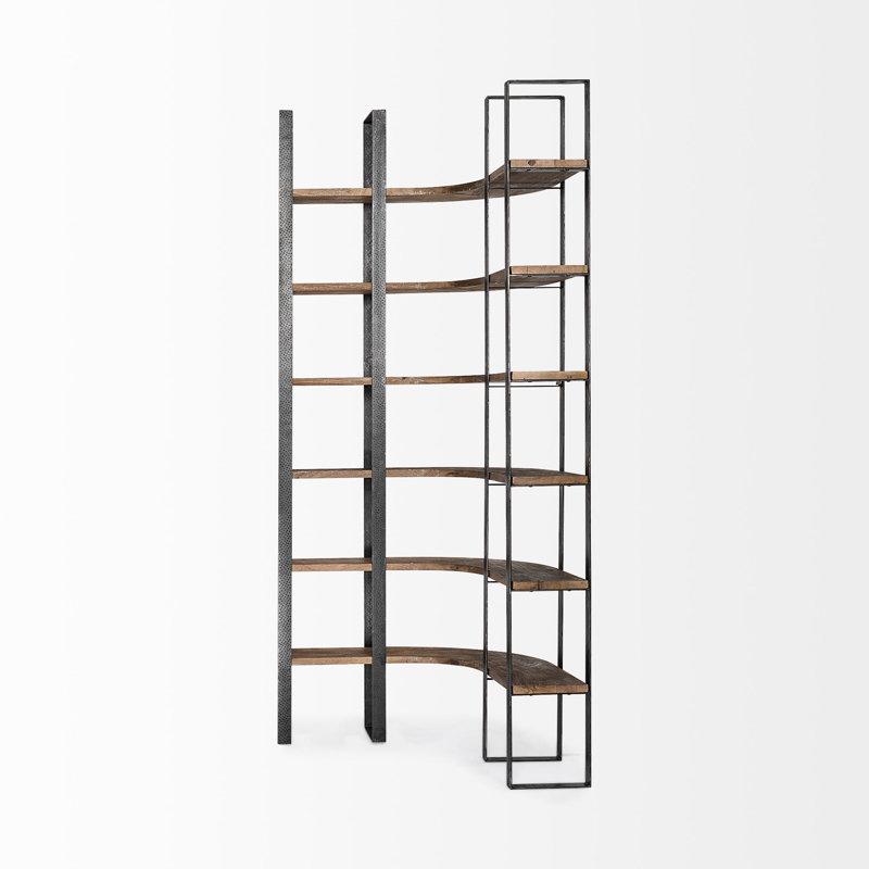 Corner Bookcase, Black/Dark Brown