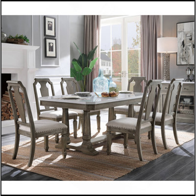 Ensemble de 2 chaises d'appoint à dossier ouvert beige et chêne vieilli