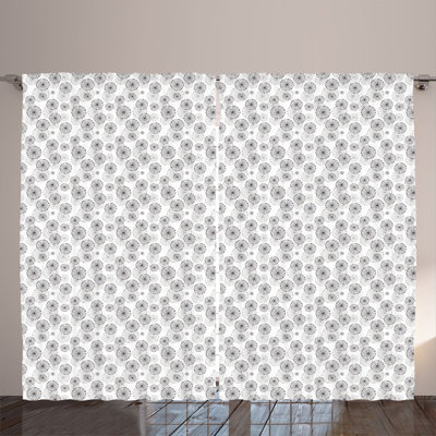 Rustic curtain, dandelion motif, dried rose