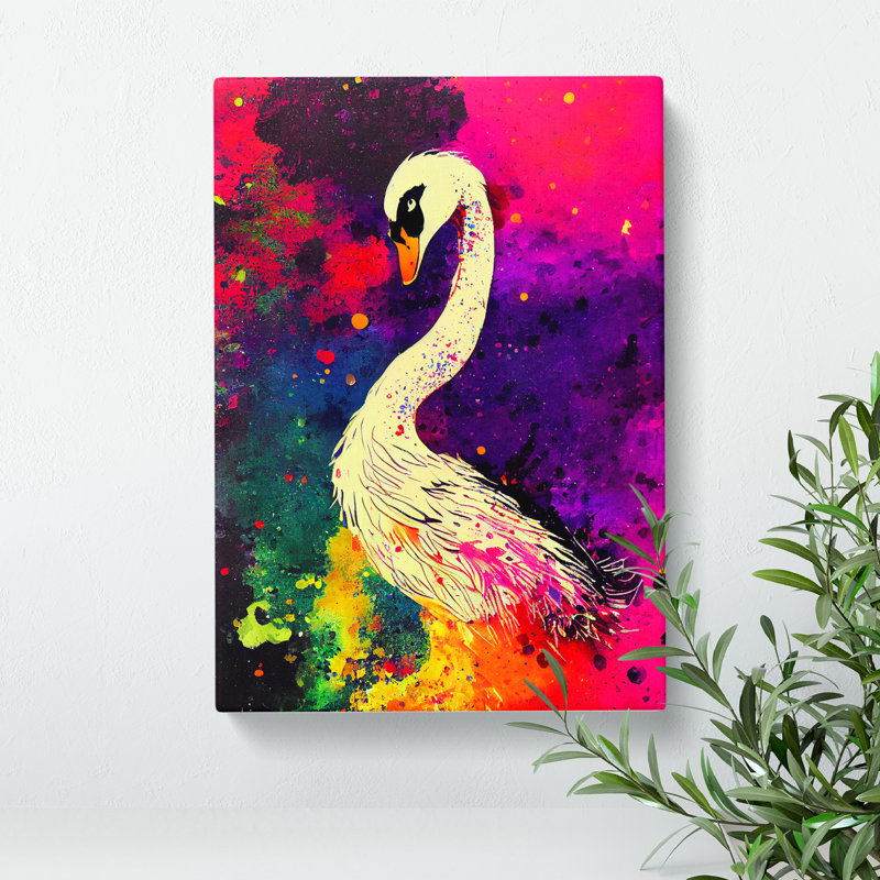 Swan Paint Splash No.4 Abstract - Wrapped Canvas Print, 50cm H x 35cm W x 3cm D