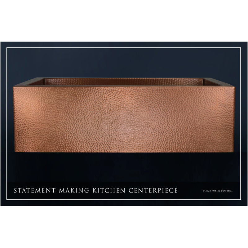 Luxury Heavy 12-Gauge Copper Farmhouse Sink, Includes Accessories, Flat Front