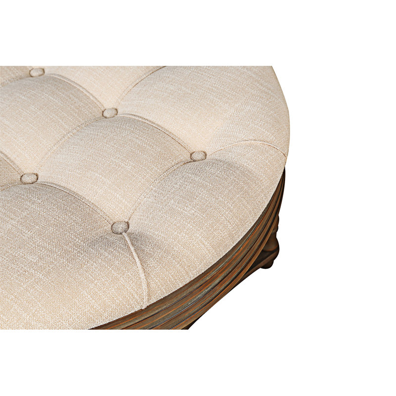 Button Tufted Ottoman Coffee Table, Beige/White
