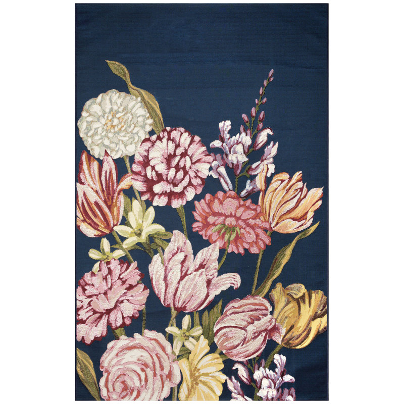 Joub Floral Indoor / Outdoor Rug, Rectangle 6'6" x 9'4"