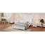 Structure de lit double en bois pleine grandeur, lit plateforme de style rétro avec support en lattes de bois, blanc-1926473284