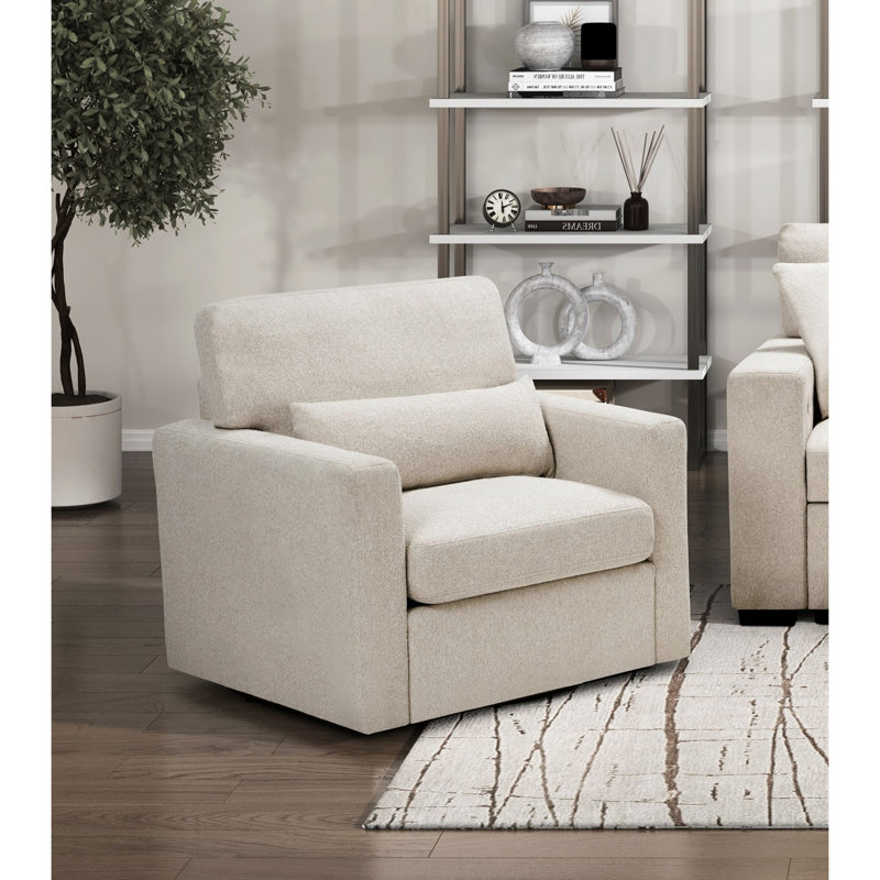 Fauteuil pivotant beige rembourré à 360 degrés avec rembourrage en mousse