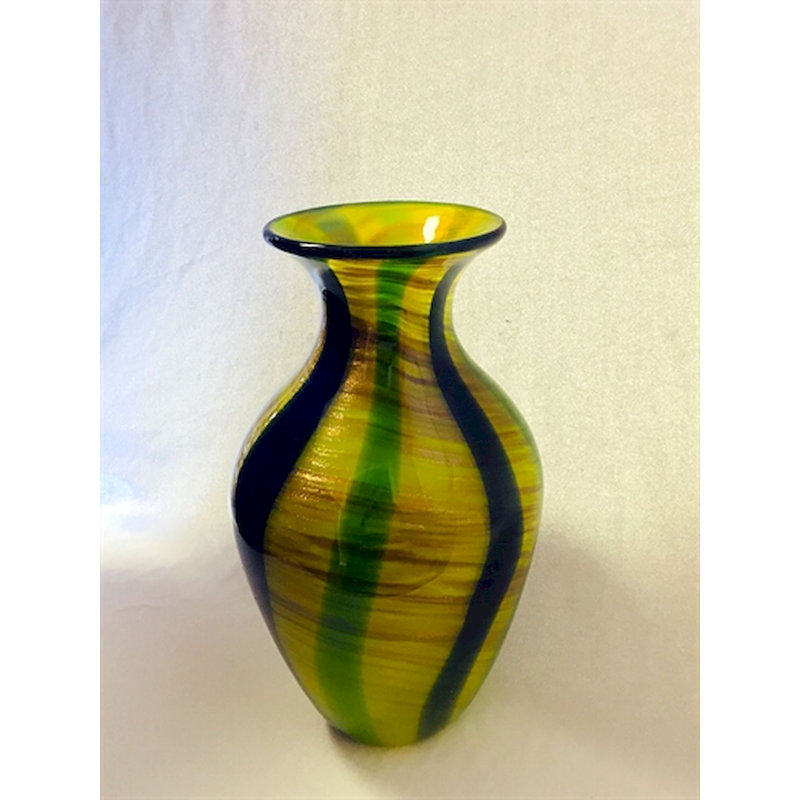 Vase de table en verre Klakke, H 14 po x l 6 po x P 6 po, Jaune