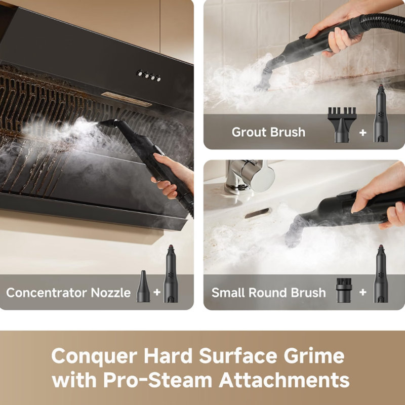 Nettoyeur de tapis à vapeur avec lavage à la vapeur et à l'eau chaude 17 000 Pa