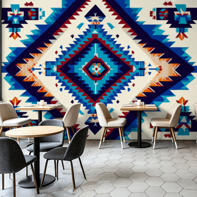 Peel and Stick Wallpaper Wall Mural Seamless colorful geometric patterns native american tribes Wall Art Self Adhesive and Removable