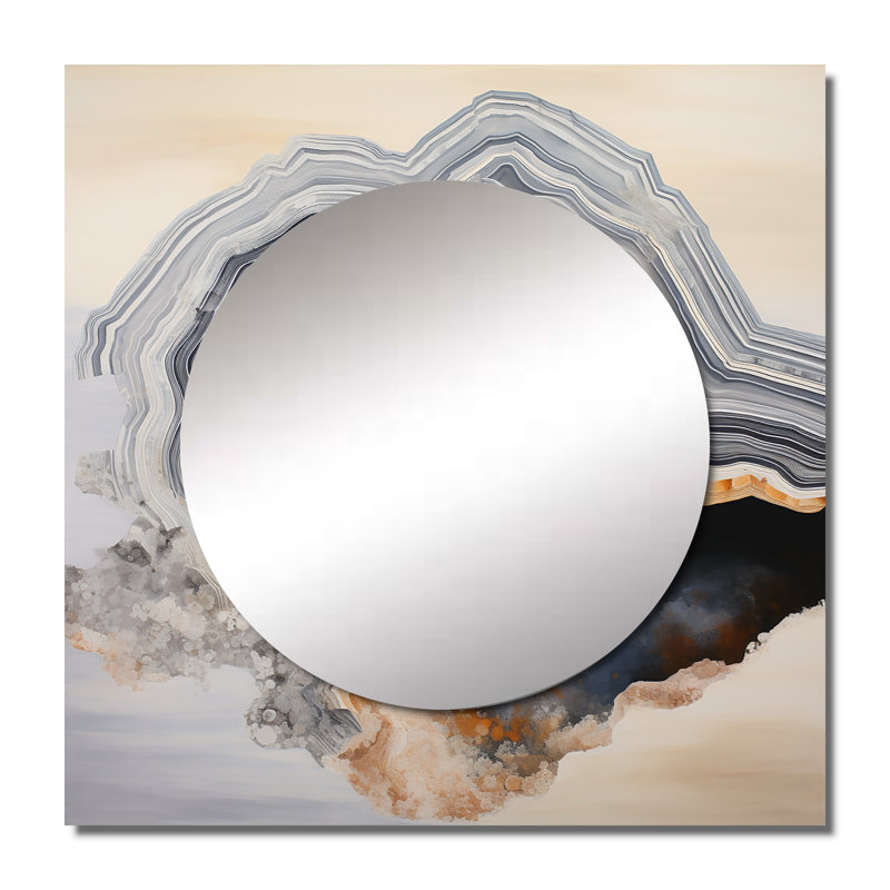 Felipita - Grand miroir mural carré en géode de pierre pour chambre à coucher, 36 po x 36 po