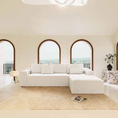 Canapé modulaire en velours côtelé moelleux et modulaire sans assemblage