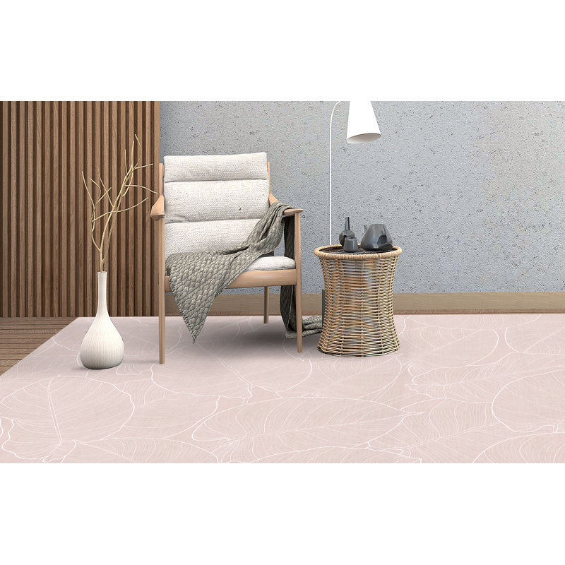 Amiyla Vinyl Machine Printed Area Rug, Rectangle 3'3.4" x 4'4.4"