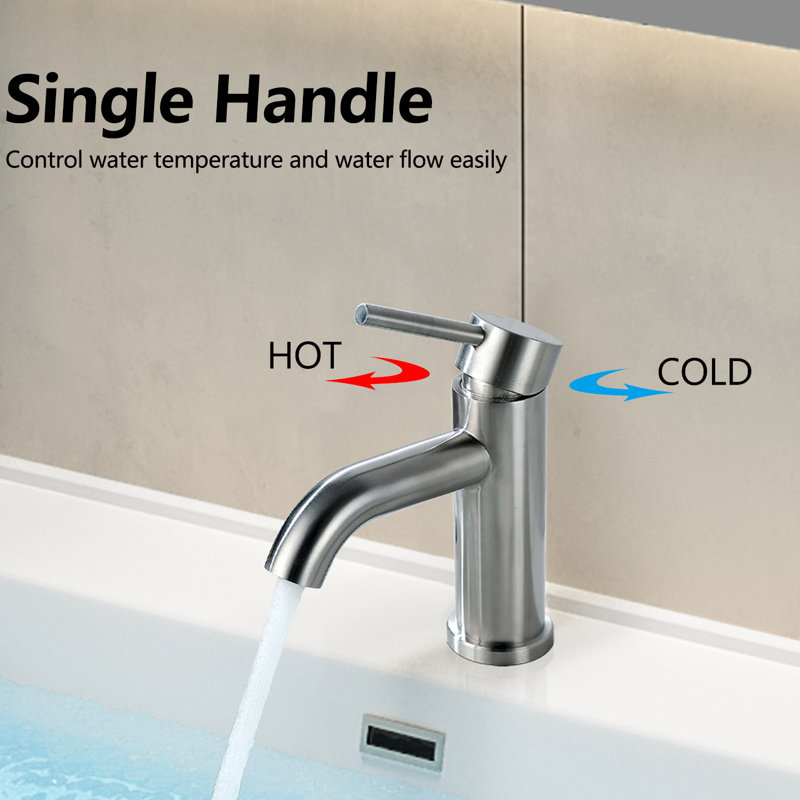Single Handle Single Hole Bathroom Faucet in Brushed Nickel, Brushed Nickel