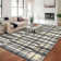 Modern Machine Washable Plaid Floor Cover with Non-Slip Backing, Stain-Resistant Low Pile Indoor Mat, Farmhouse Accent Carpet