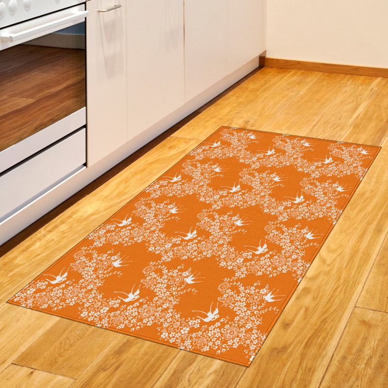 Orange High Density Long Fiber Poly Threads Decorative Area Rug Carpet, Rectangle 2'7" x 5'