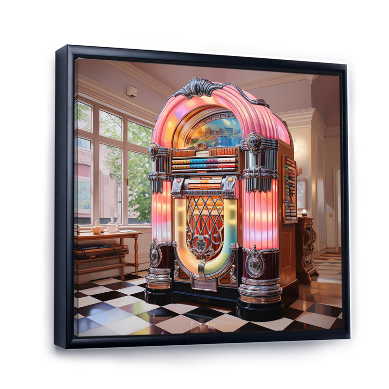 Juke-box rose Harmony Haven II - imprimé, H 30 po x l 30 po x P 1 po, Cadre flottant noir