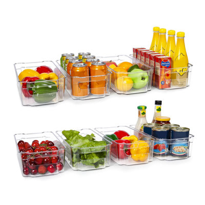 8pcs Clear Plastic Refrigerator Organizer Bins
